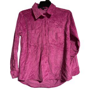 Velvet Heart Corduroy Shacket Womens Large Button Up Dark Pink